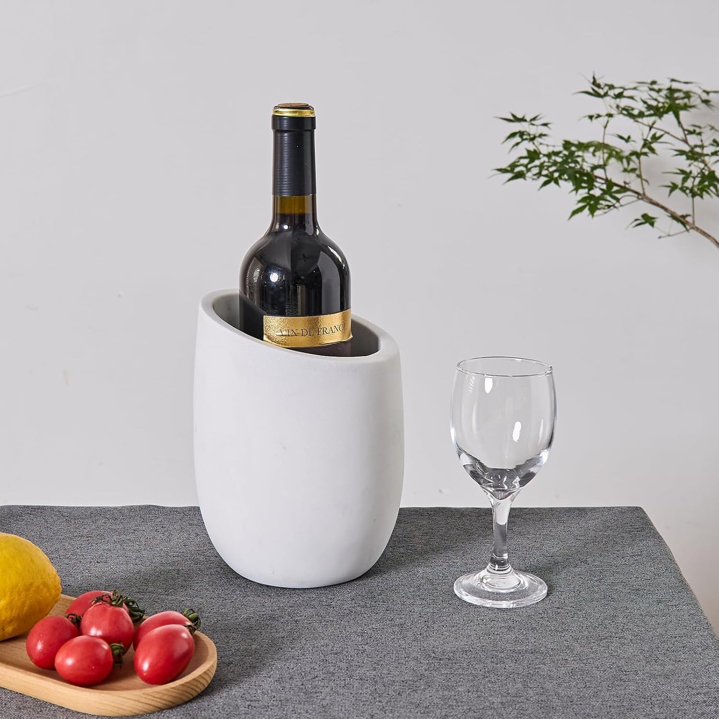 White Marble Textures Wine Chiller Bucket – 750ml Resin Cooler for Wine & Champagne Bottles, Party Bar Cart Decor – Keeps Drinks Cold, Unique Gift for Wine Lovers, Housewarming