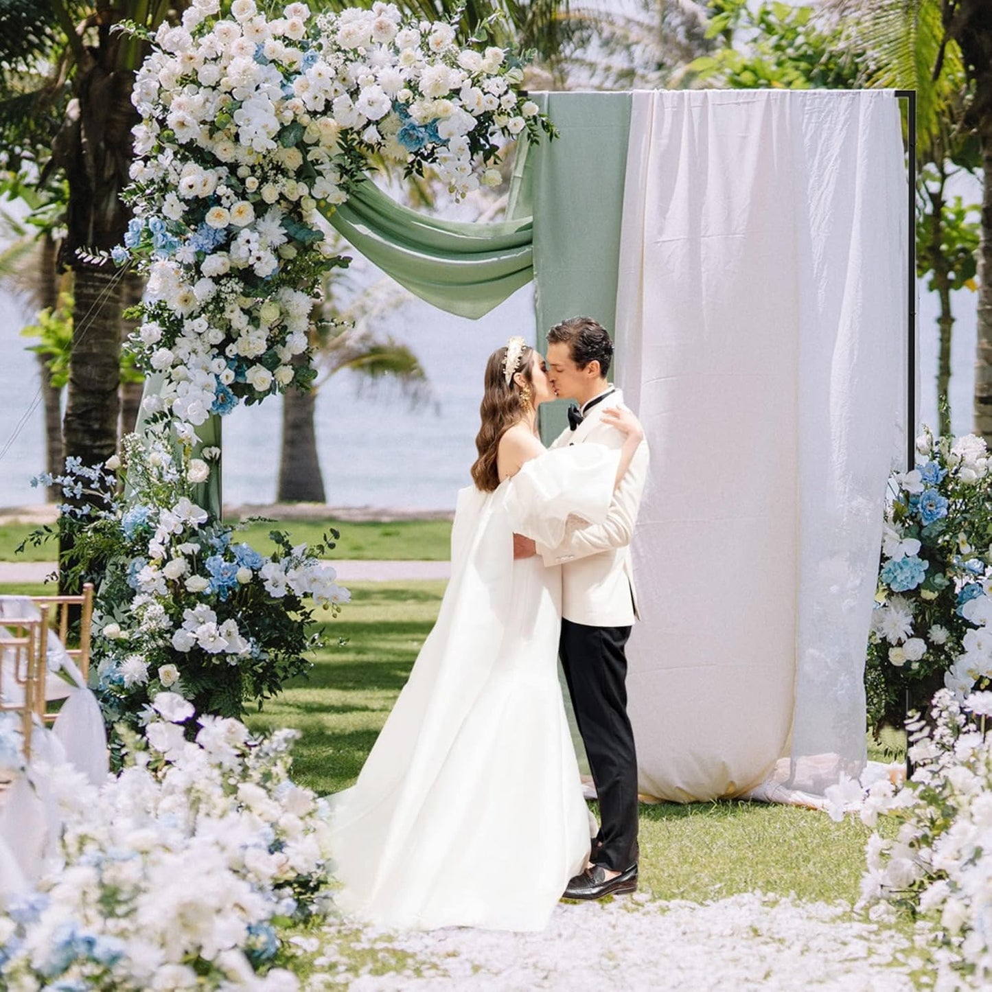 Wokceer 10 FT Backdrop Stand Heavy Duty Pipe and Drape Kit, Adjustable Black Backdrop Stands for Wedding Photo Booth Background Birthday Party Photography Exhibition Decoration