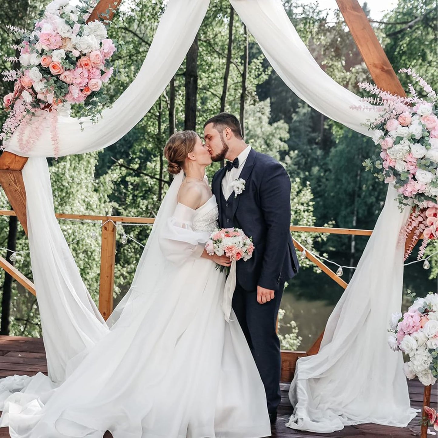 10 Pack 10ft Pure White Chiffon Table Runners Wedding Table Runner Sheer Romantic Tulle Table Runner for Christmas Wedding Bridal Tea Party Baby Shower Birthday Party Table Decorations(120 x 12 in)