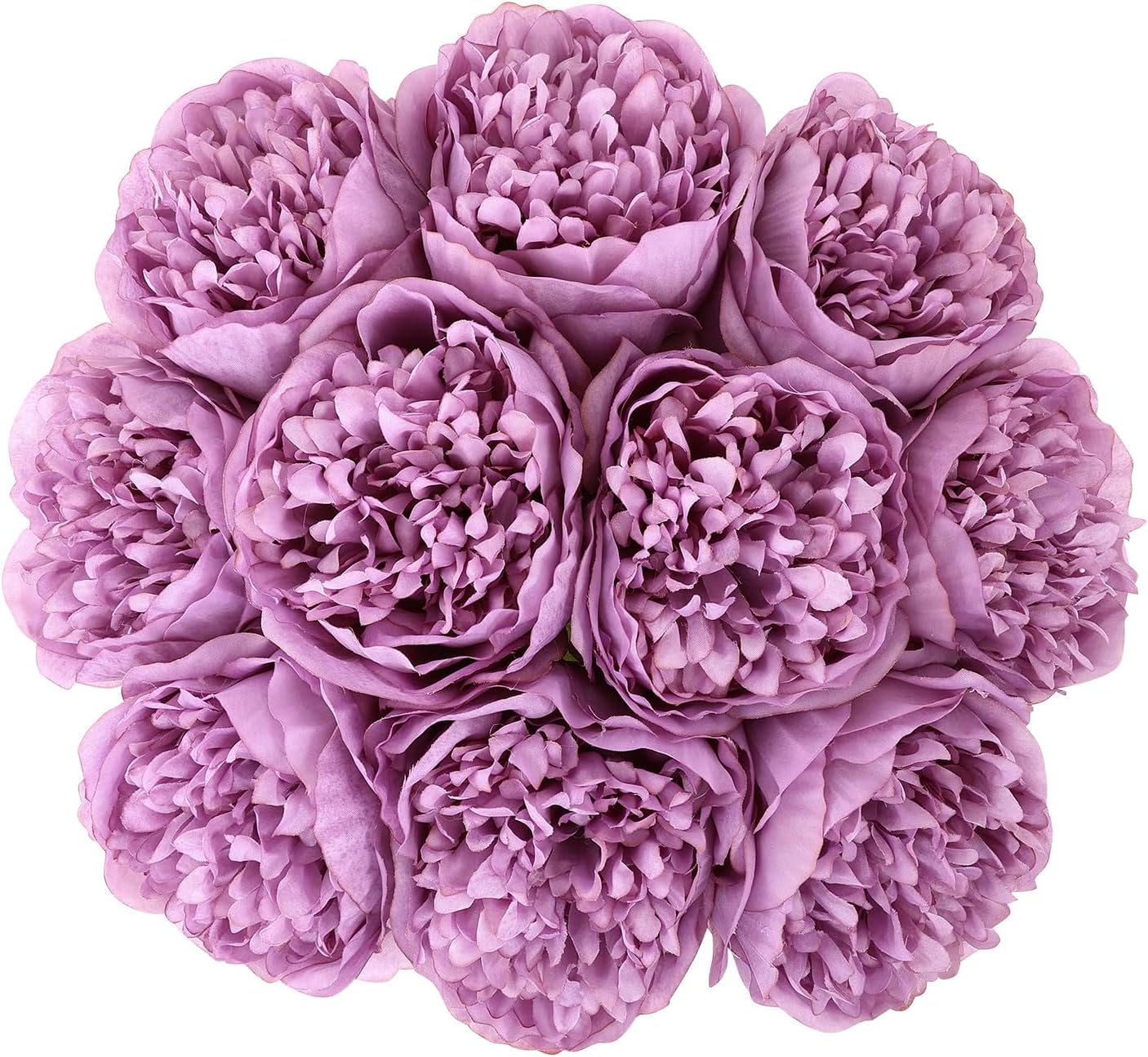 U'Artlines Artificial Peony Silk Flower with Stems 10pcs Real Look Vintage Peonies for Home Wedding Decoration (Purple)
