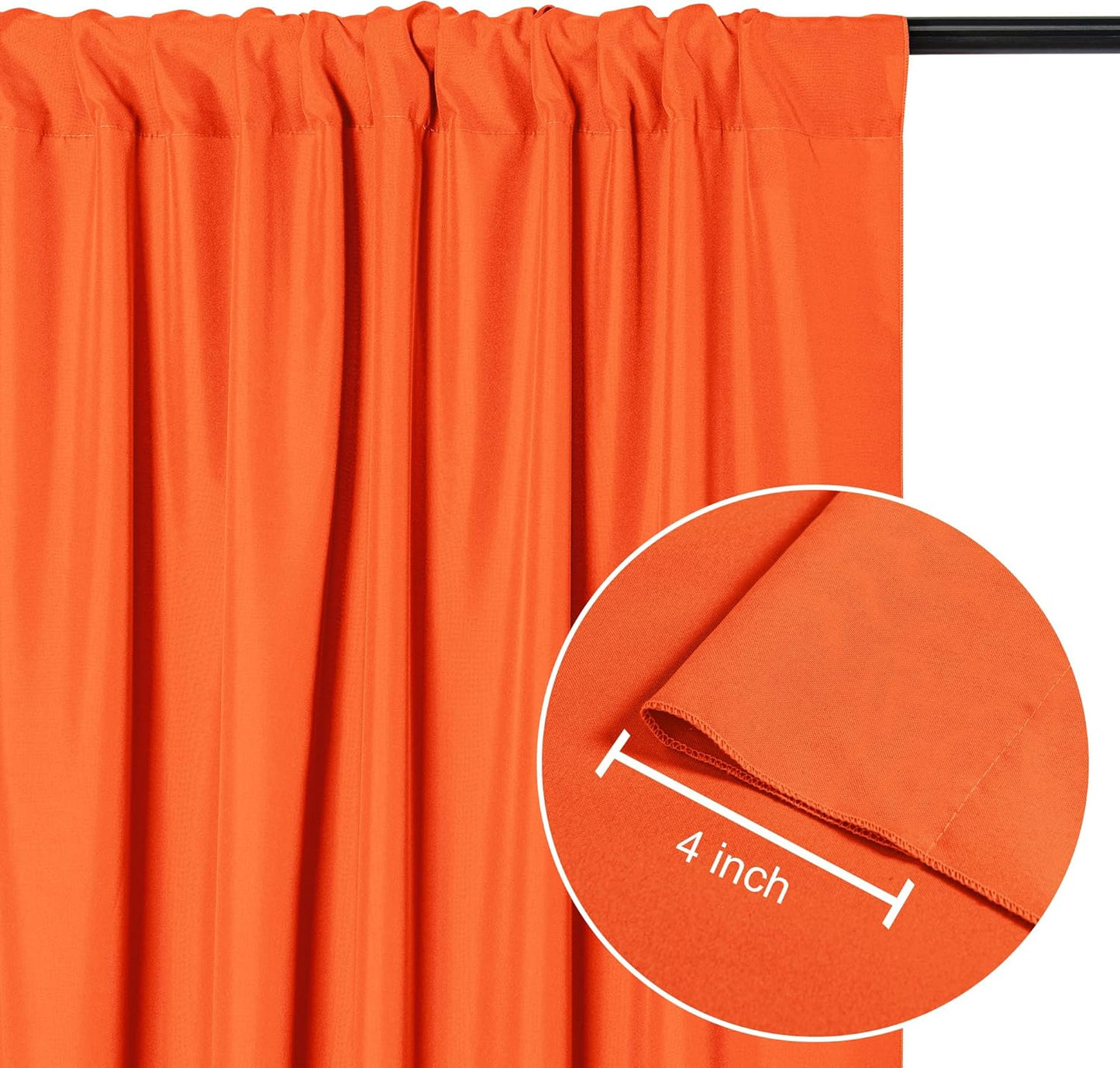 DWCN 10x7 FT Backdrop Curtains for Parties, Photography Backdrop Drapes with Rod Pockets for Wedding Decorations Stage Birthday Family Gatherings, 2 Panels 5ft x 7ft, Orange