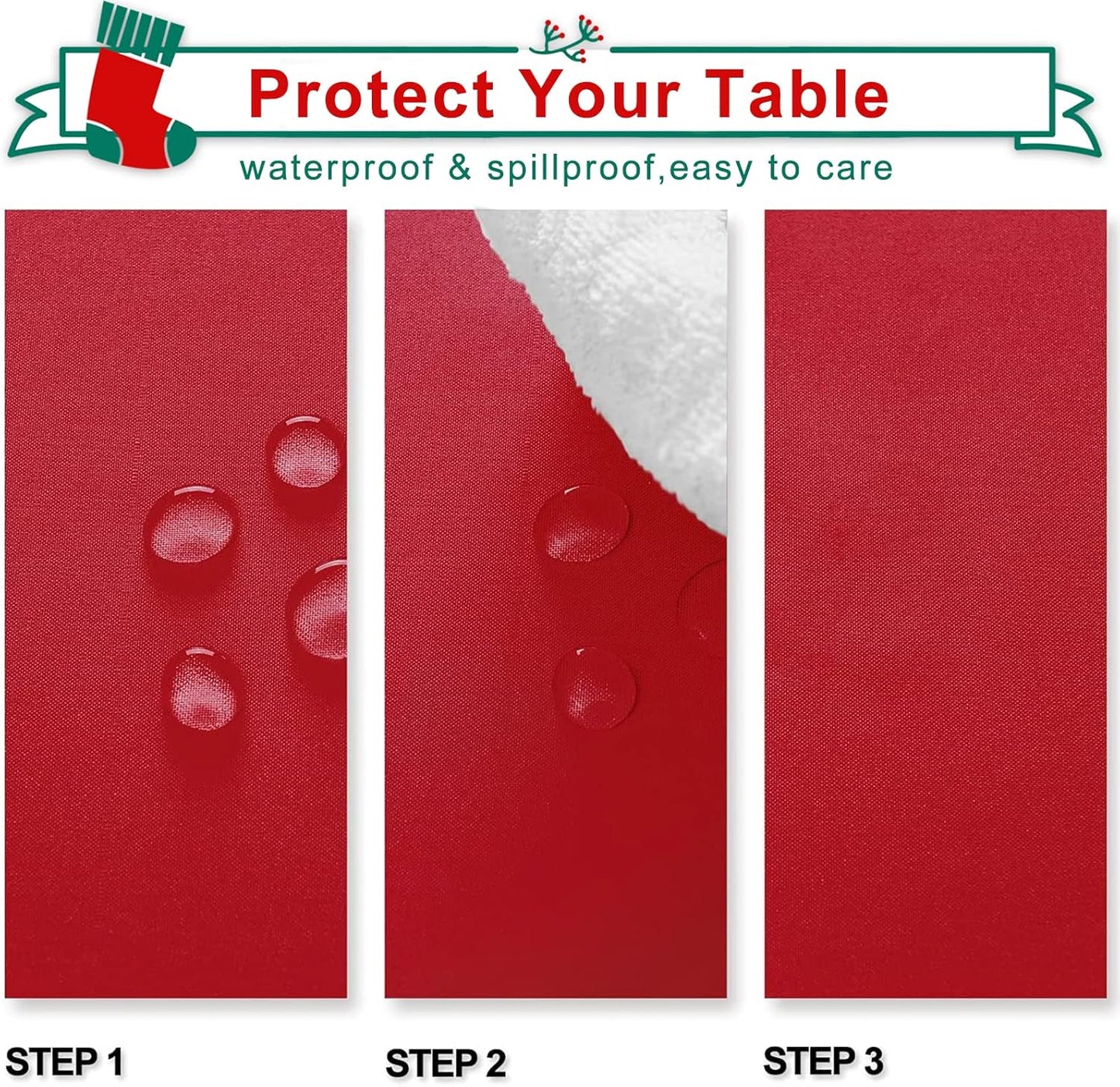 Hiasan Red Tablecloth Rectangle - Wrinkle Resistant and Waterproof Dining Room Washable Christmas Table Cloth, Polyester, 70 x 120 Inch