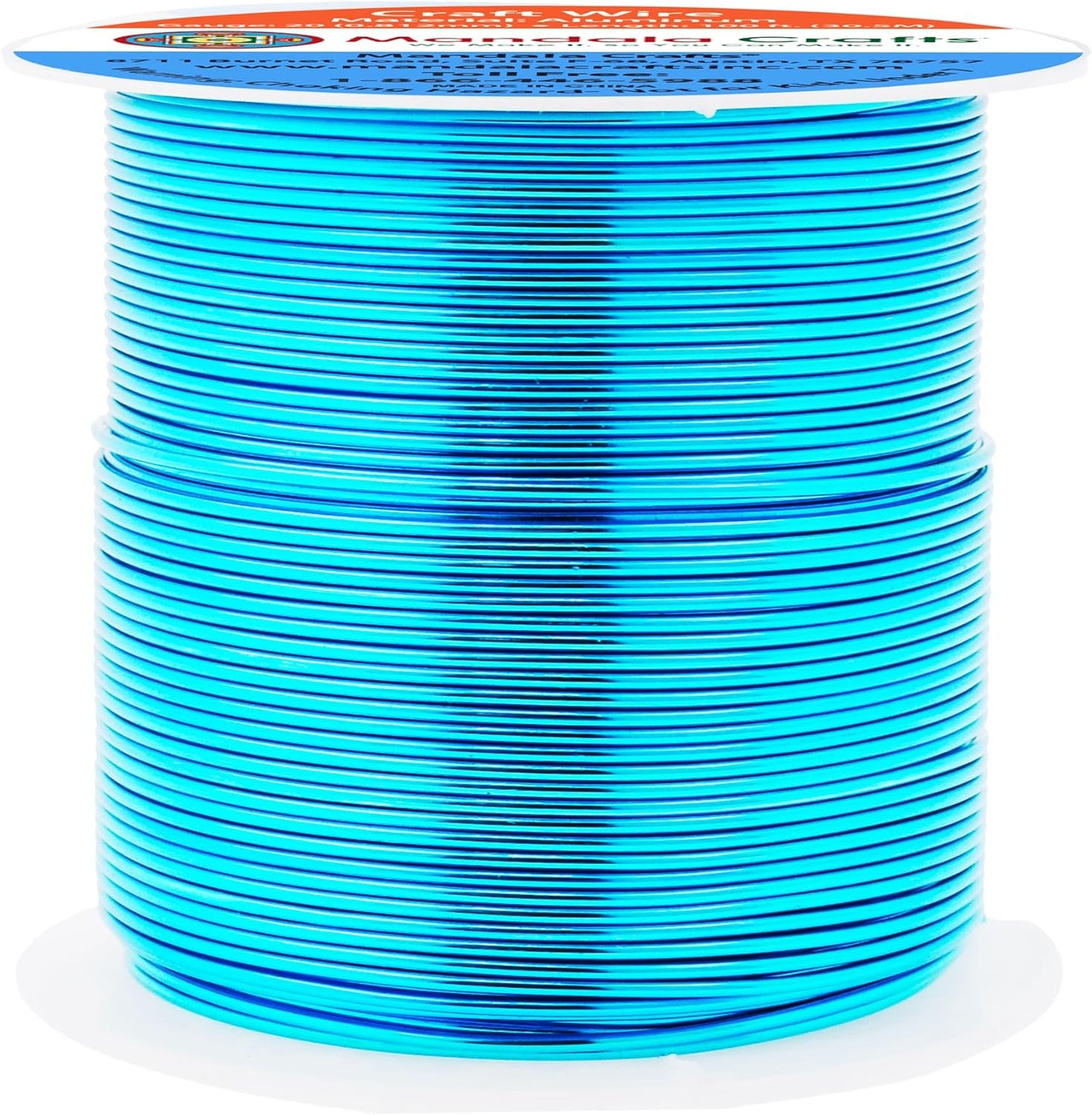 Mandala Crafts 20 Gauge Anodized Aluminum Craft Wire for Jewelry Making - 100 FT Colored Flexible Turquoise Wire - Bendable for Bonsai Armature Crafting Sculpting