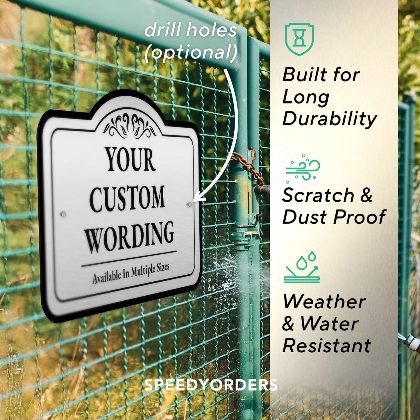 Custom Decorative Outdoor Metal Signs, Personalized Aluminum, Customized Driveway, Waterproof Made In USA, Silver 14x10 In