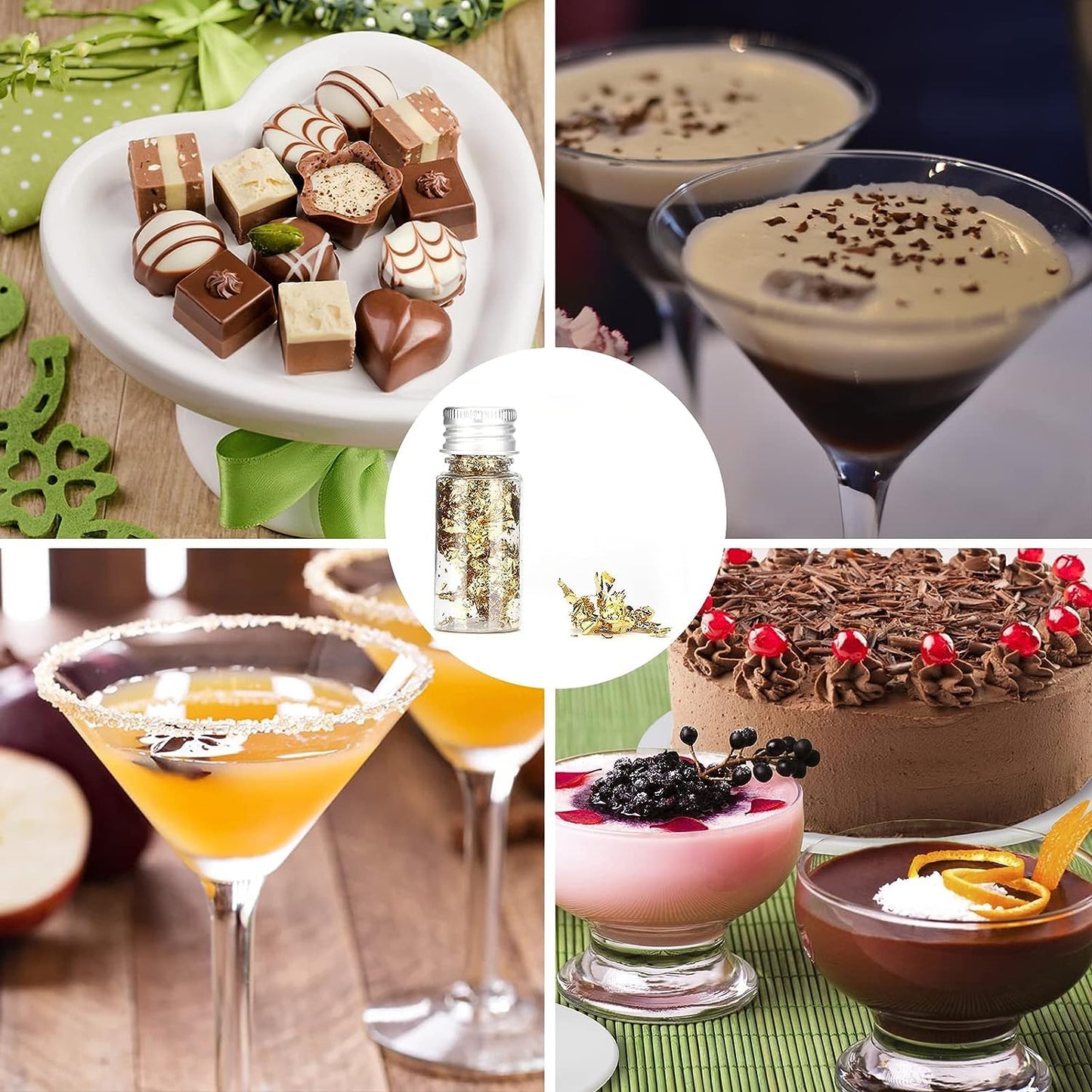 Edible Gold Leaf, Gold Leaf Cake Decoration Gold Flakes Food Gold Foil Decoration Baking Gold Foil Decor Chocolates Decor Gold Leaf Sheets for Cooking Dessert Decoration Crafts Makeup (10Pcs)