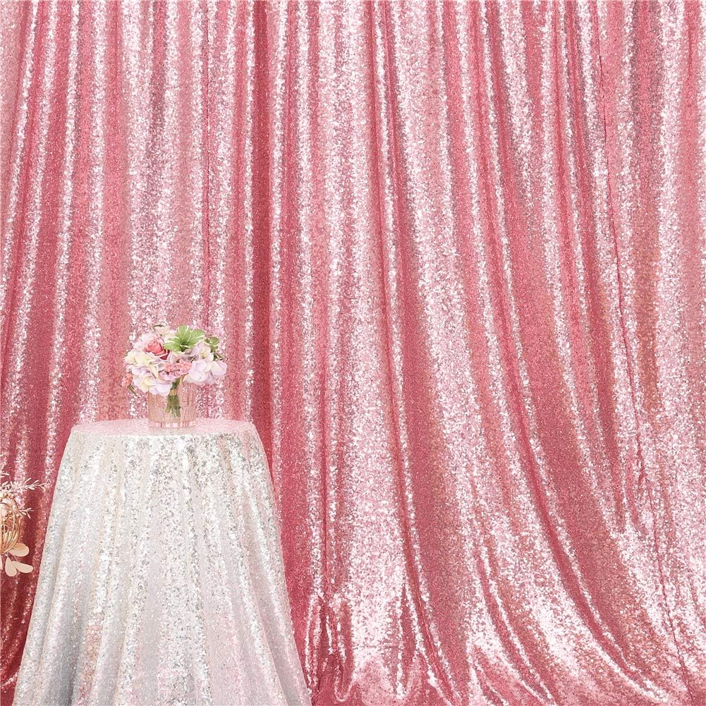 Eternal Beauty Fuchsia Pink Sequin Backdrop, 4x7 Ft Glitter Background Curtains for Shimmer Photography Party Wedding Birthday Back Drop Decor