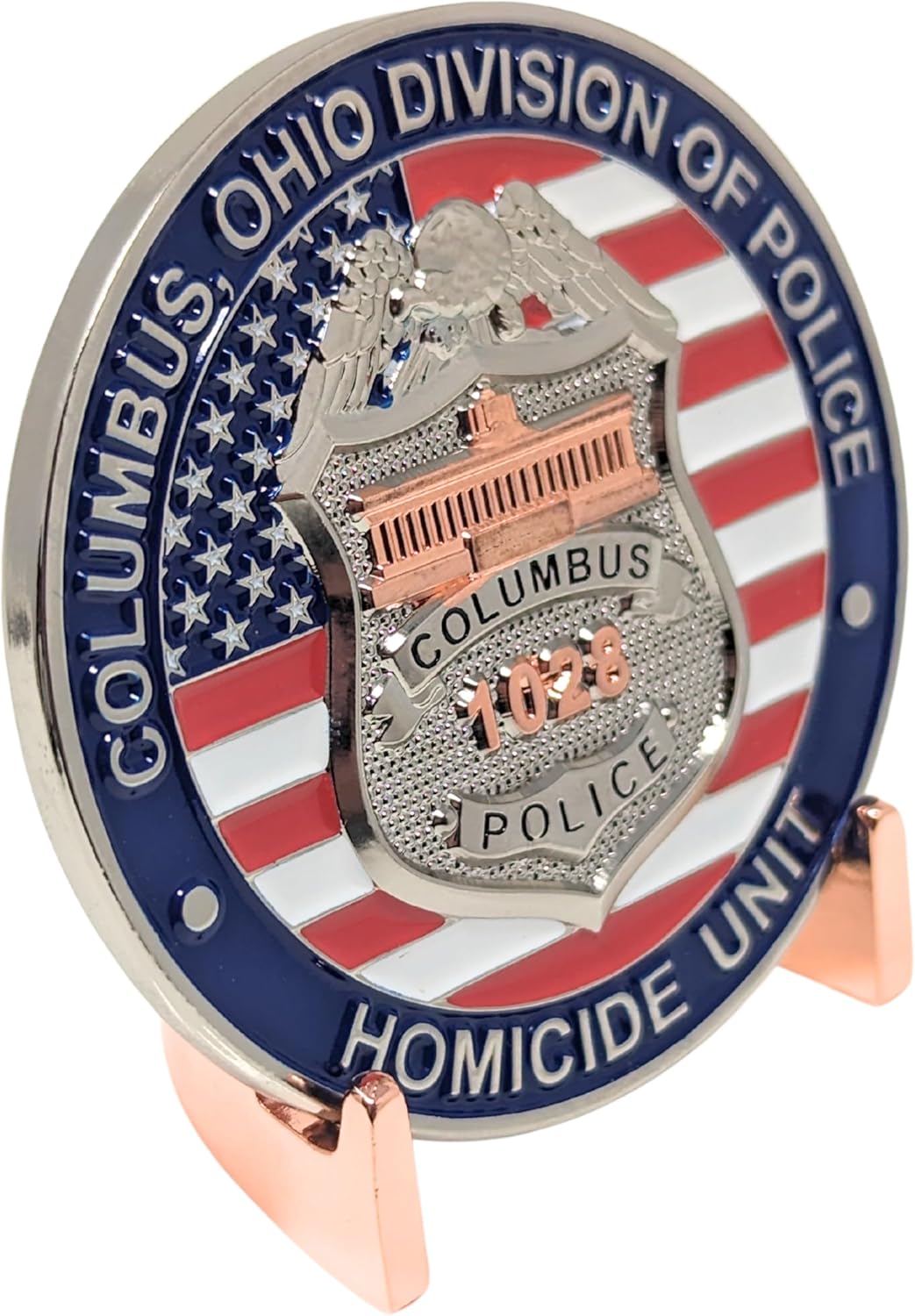 Generic Military Challenge Coin Display Stand - Solid Metal with Anodized Finish - US Vet. Business (Copper)