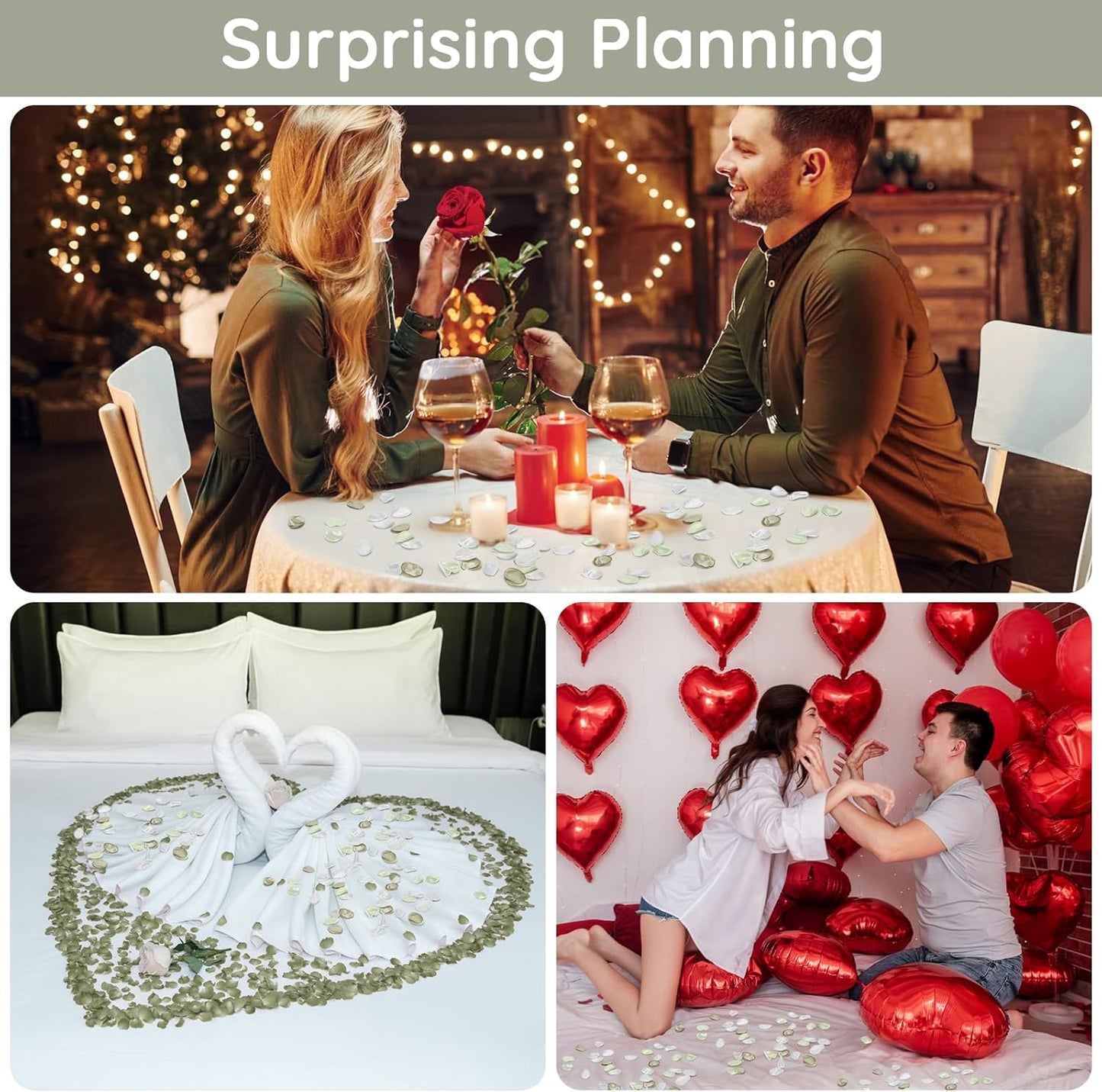 SUREAM Rose Petals for Decoration, Scatter Petals for Wedding Aisle Scatter, Flower Petals Decrations for Dinner Table Centerpieces Flower Girl Basket Birthday Party Romantic Night Home Decor