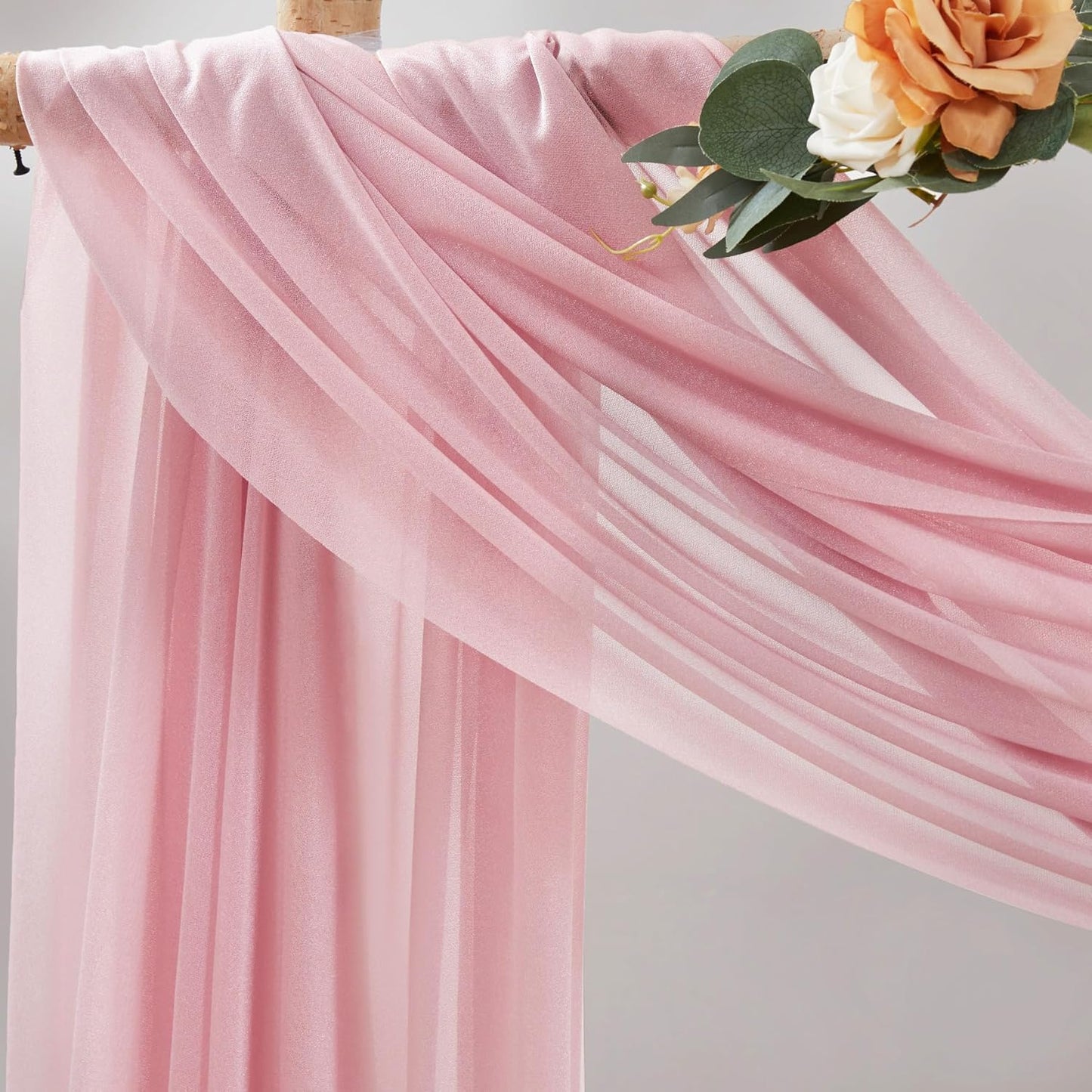 Wedding Arch Draping Fabric, 1 Panel 30" x 20Ft Dusty Rose Sheer Curtain Drapes Extra Wide & Long Backdrop Curtains for Easter Bridal Shower Backdrop Outdoor Party Arches Church Ceremony Decoration
