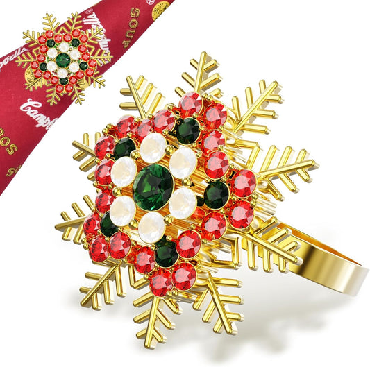 Halatool Set of 6 Christmas Napkin Rings Colorful Snowflake Napkin Holder for Christmas Thanksgiving Holiday Party Table Decoration