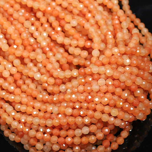 Song Xi 90pcs 4mm Natural Red Aventurine Gemstone Beads Faceted Round Loose Stone Beads for Jewelry Making