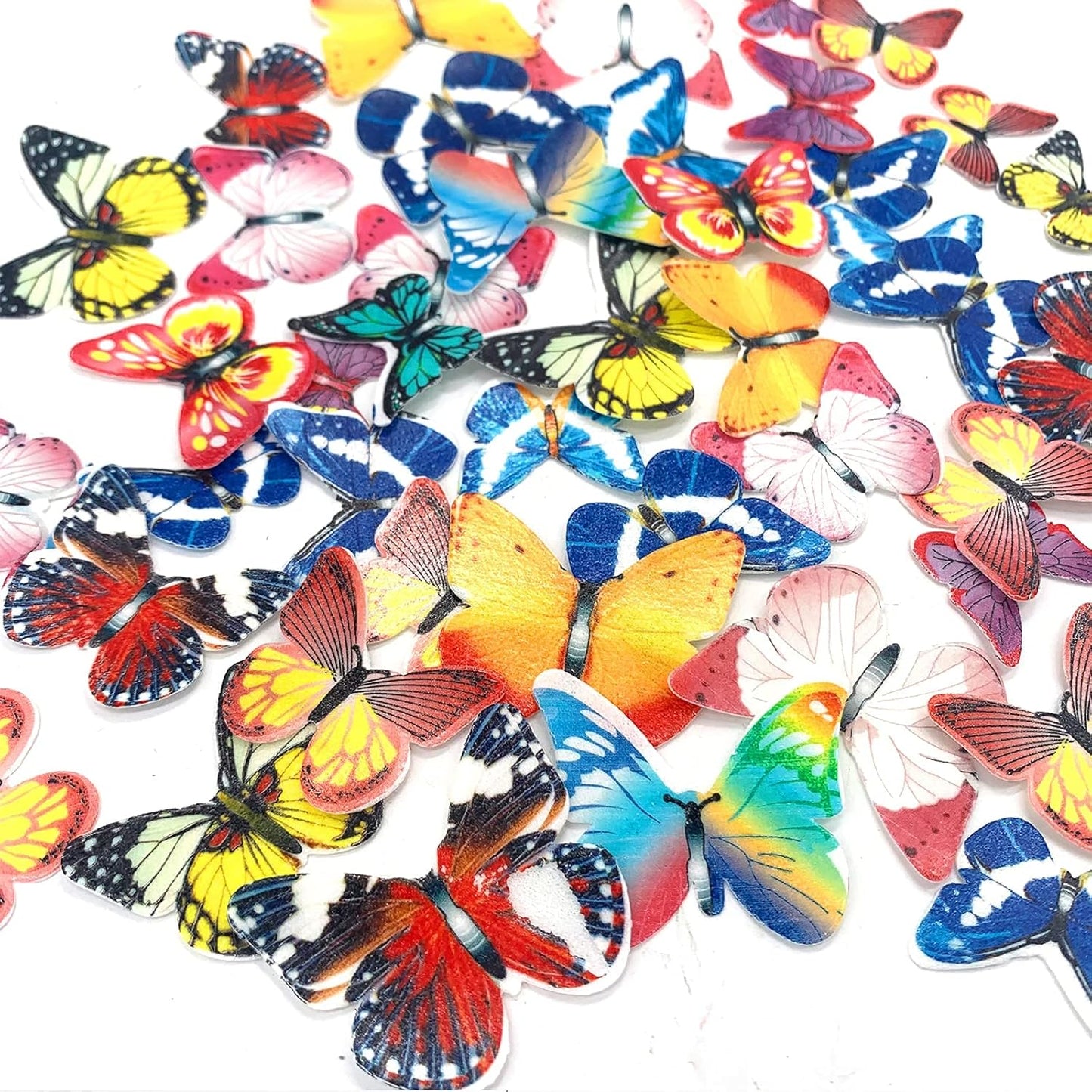 48Pcs Edible Cake Butterfly Decoration Cake Toppers Birthday Party Cupcake Toppers Mixed Size & Colour