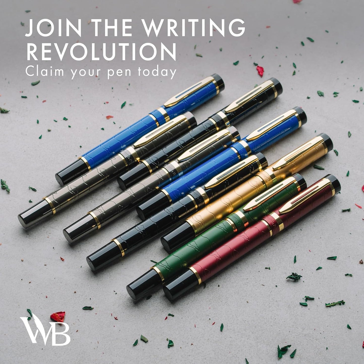 Wordsworth & Black Primori Fountain Pen Set [Gunmetal Gold]; Extra Fine Nib, Gift Case, 24 Ink Cartridges, Refill Converter, Manual; Journaling, Calligraphy, Smooth Writing Pens; Left and Right Handed