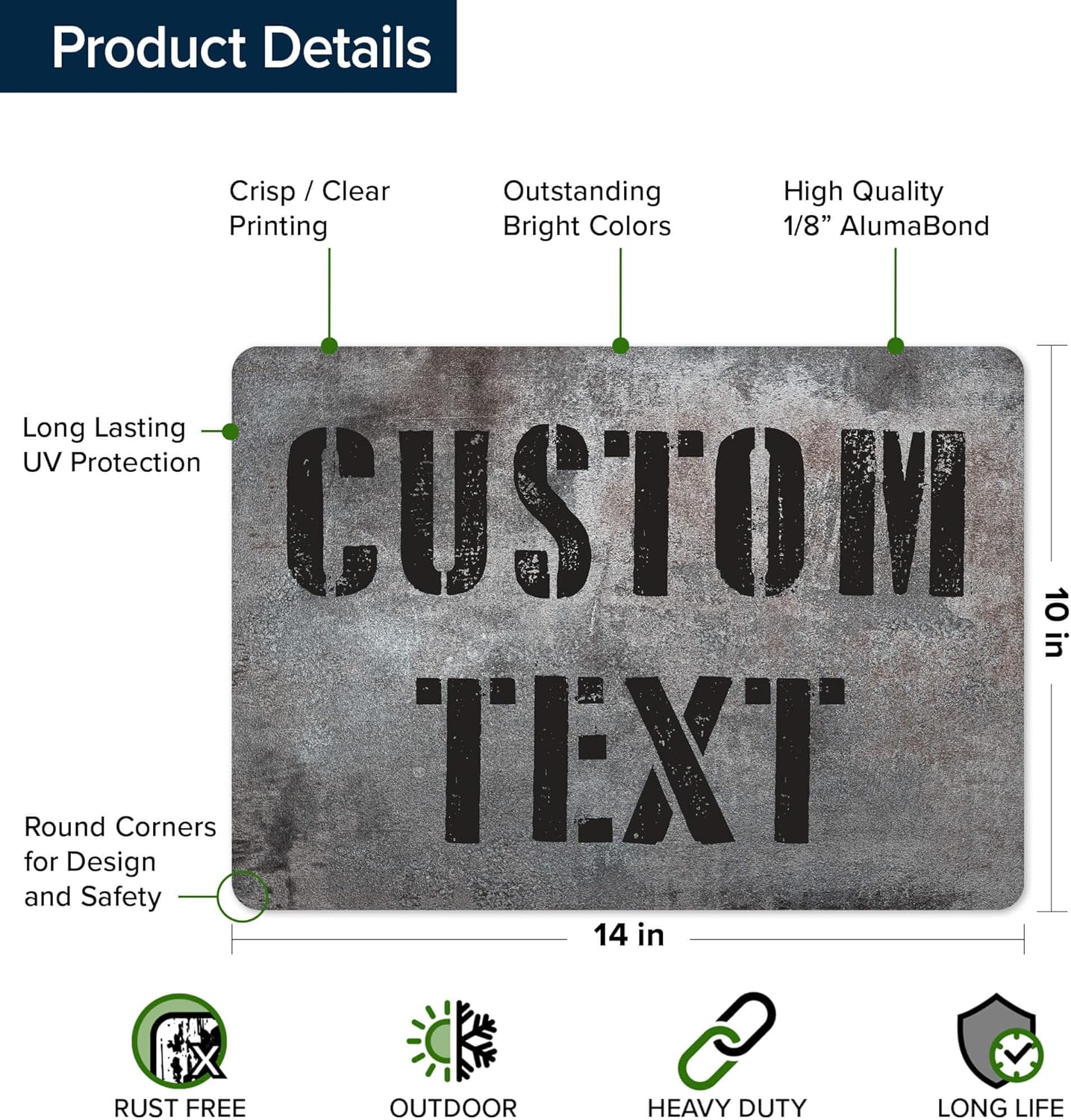 Custom Sign, Custom Street Sign, 11 Font Colors, 13 Font Styles, 4 Hole Options, 22 Sizes, 10x14 Inches, Rust Free DiBound, Fade Resistant, Made in USA by My Sign Center (Grunge Metal)