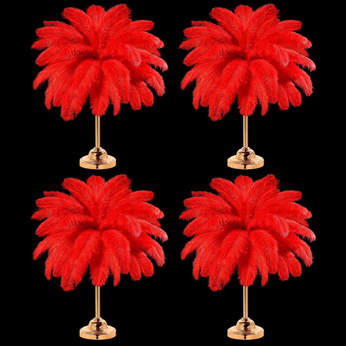 Retrowavy 30 Pcs 18-20 Inch Large Natural Ostrich Feathers Bulk for Centerpieces for Wedding Party Centerpieces Home Decoration Flower Arrangement (Red)