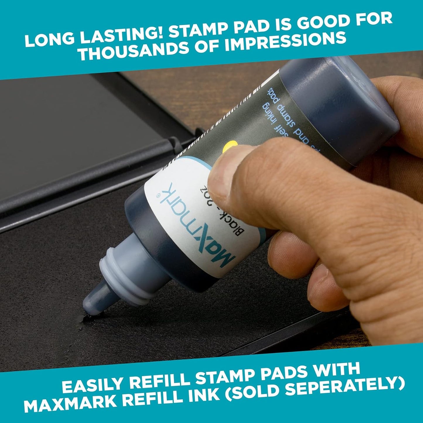 MaxMark Large Premium Gray Ink Stamp Pad - 3.5" x 6.25" - Quality Felt Pad