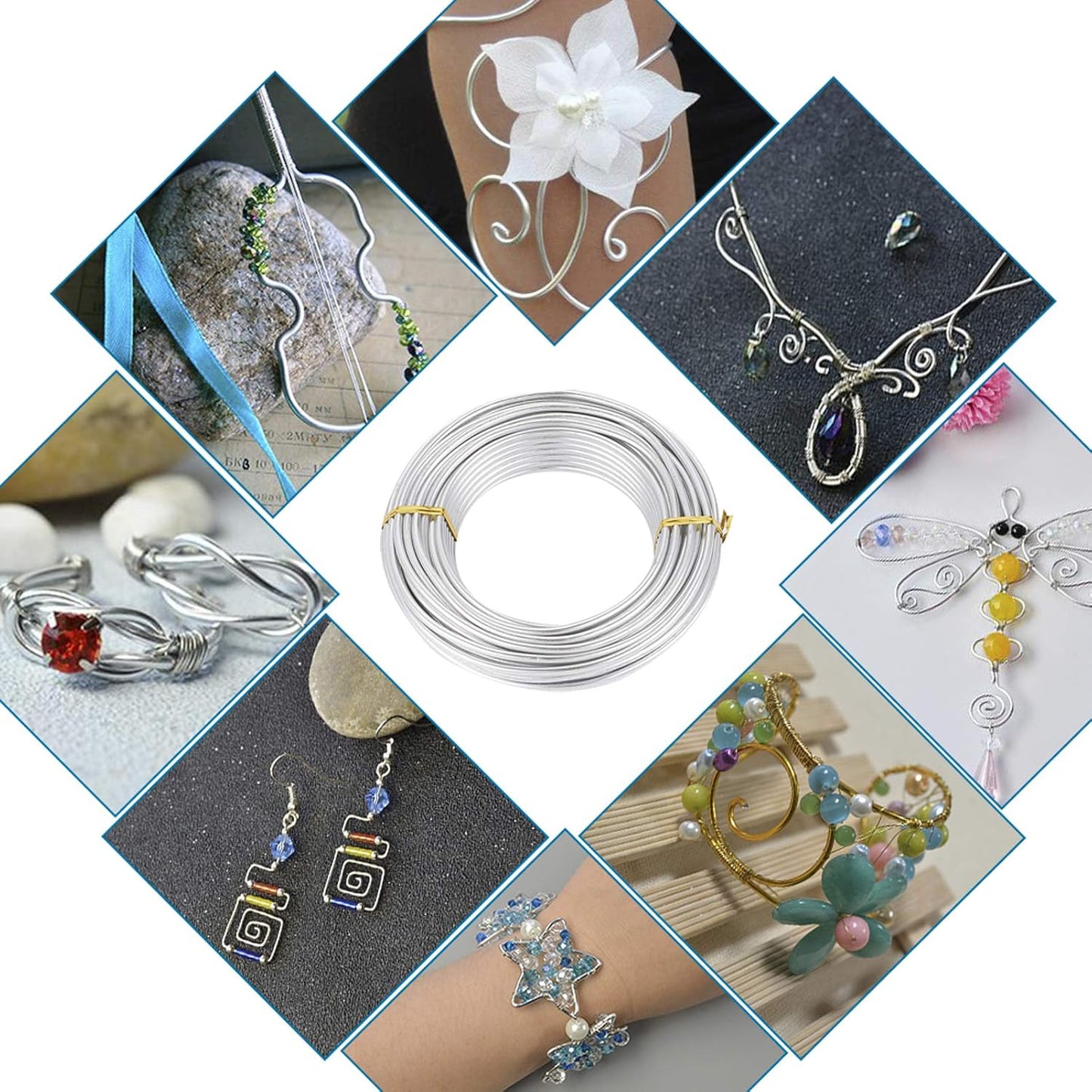 Fashewelry 65.6 Feet 3.5mm Aluminum Wire Silver Bendable Metal Craft Wire for Beading Jewelry Craft Making