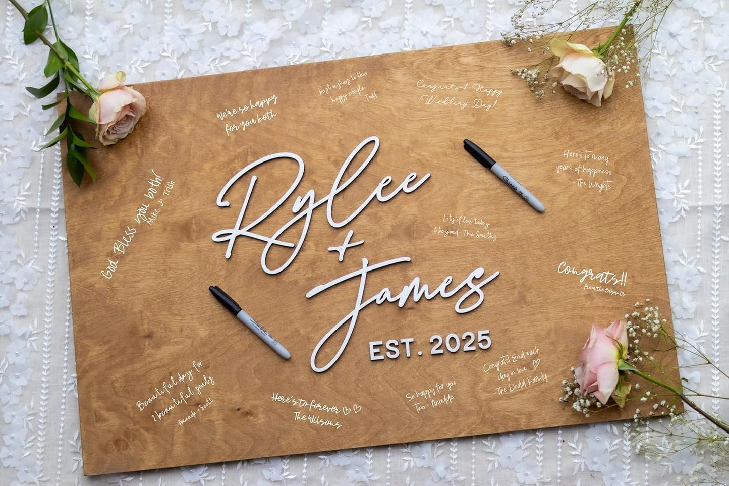 Personalized Last Name Guest Book, Unique Guest Book Sign, Custom Alternative Guest Book, Wooden Guest Book, Wedding Ceremony Guestbook Sign (Design 5)
