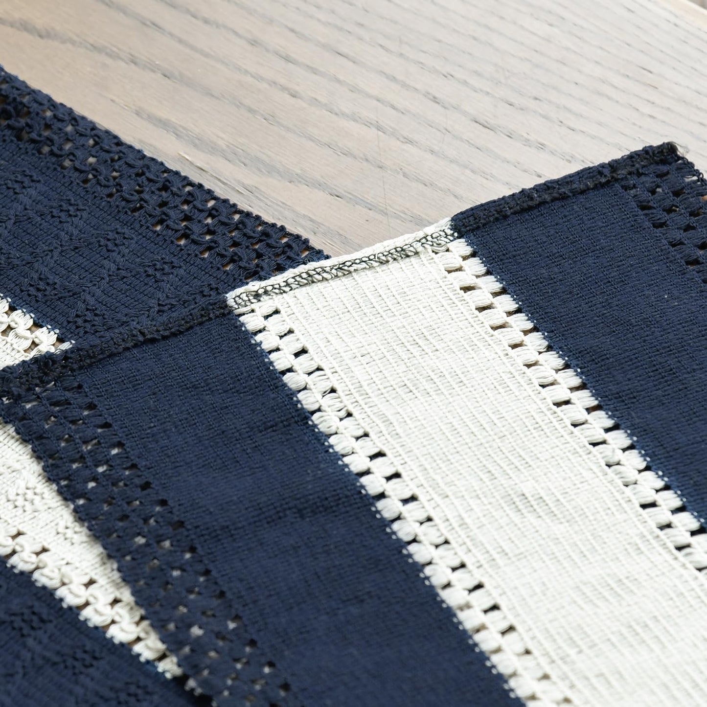 Artoid Mode Dark Blue Farmhouse Rustic Table Runner, Seasonal Hollow Kitchen Dining Table Decoration for Home Party Decor 12x36 Inch