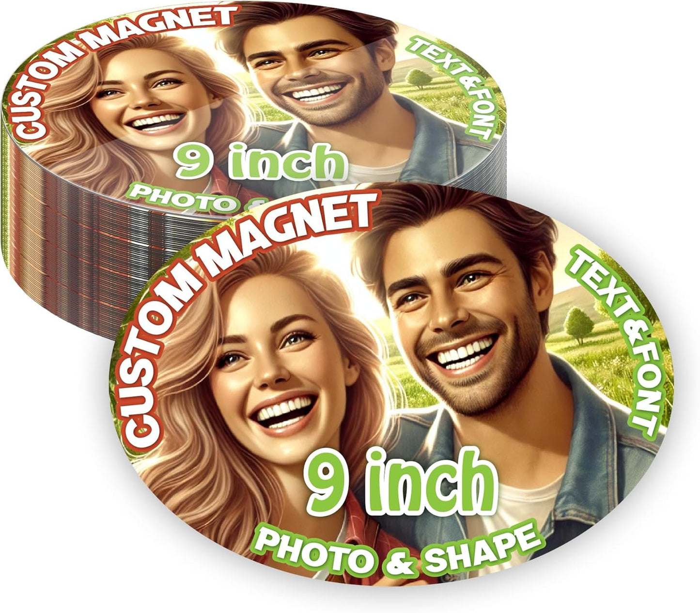KETABAO – 9" Oval Photo Magnets for Refrigerators, Cars and Offices – Customizable Magnetic Decor