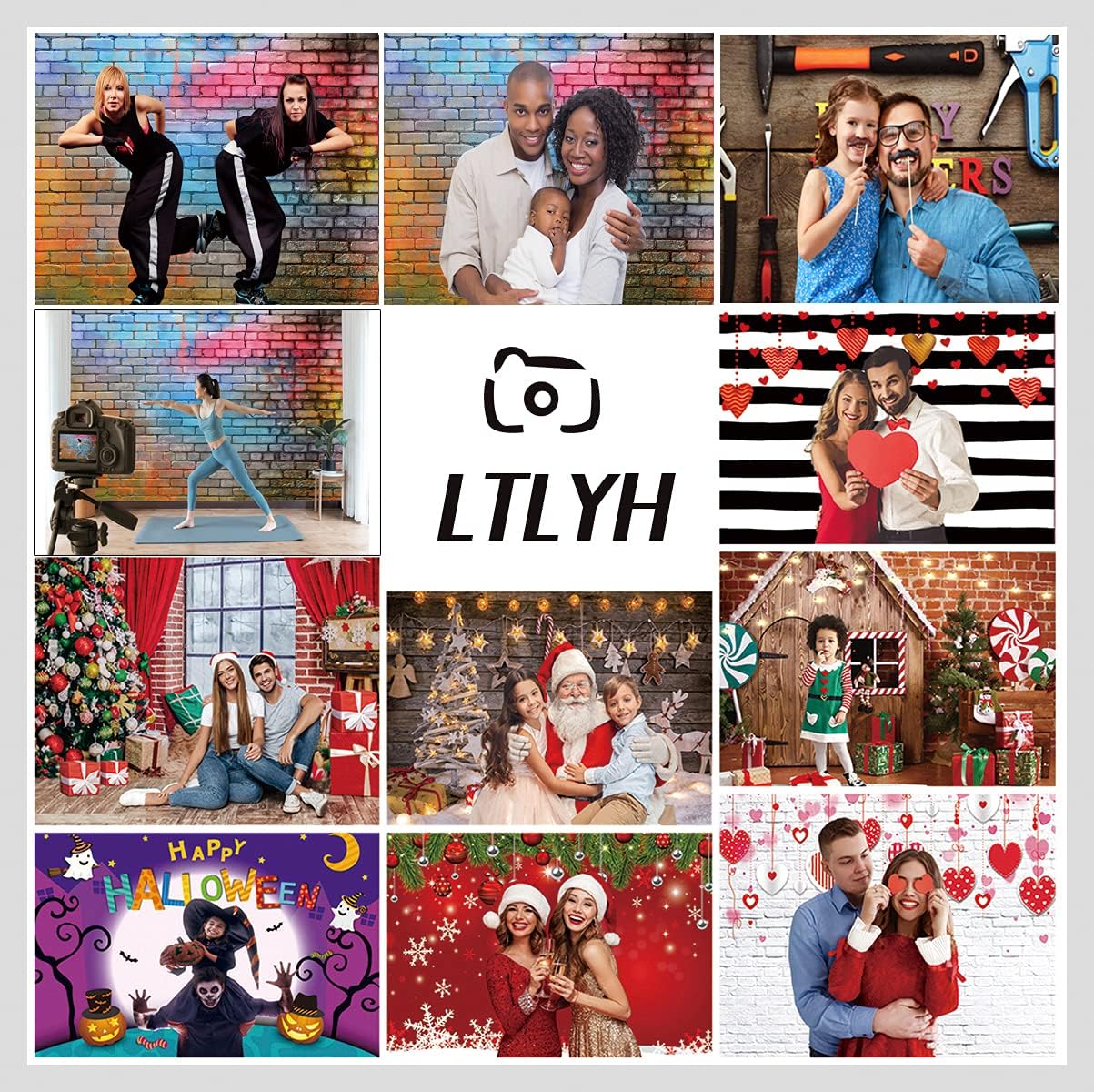 LTLYH 8x6ft Colorful Brick Wall Photo Backdrop Baby Birthday Wedding Party Photography Background Decor Studio Photo Booth A081…