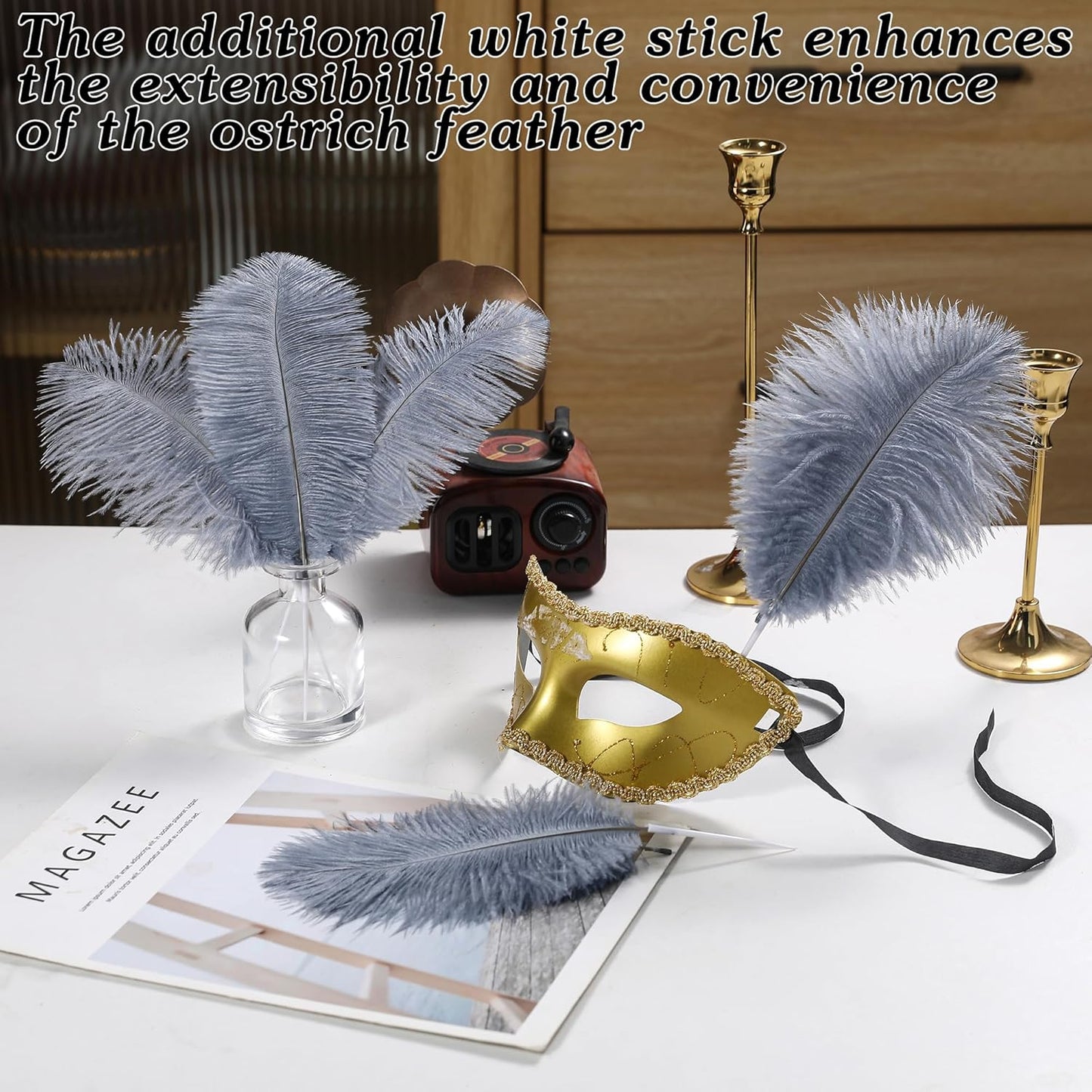 SOGUGOM Grey Craft Ostrich Feathers - 30PCS 6-8 inch Bulk Ostrich Feathers Kit for Kindergarten Crafts, Dream Catchers and DIY Projects(Grey)