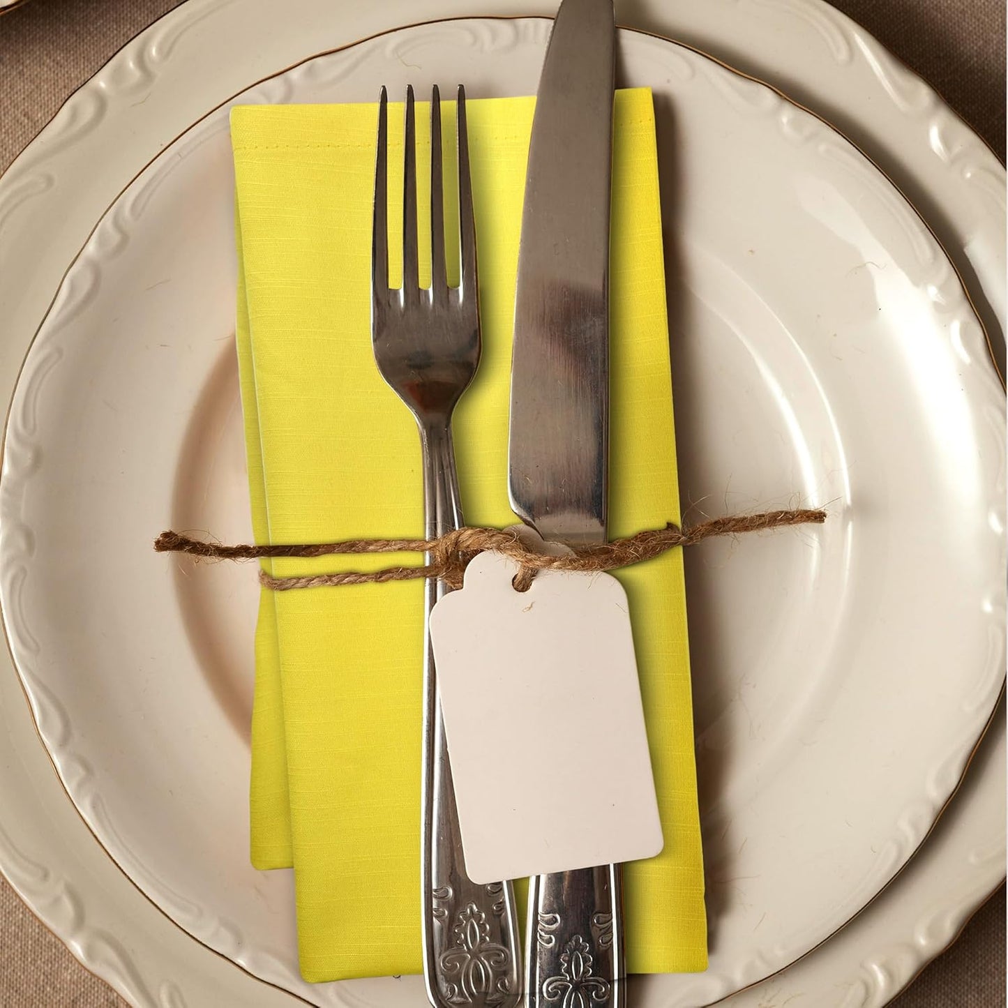 Urban Villa Yellow Napkins Solid Set of 12 Cloth Dinner Napkins Size 20x20 Inches Cloth Napkins 100% Cotton with Mitered Corners Ultra Soft Dinner Napkins