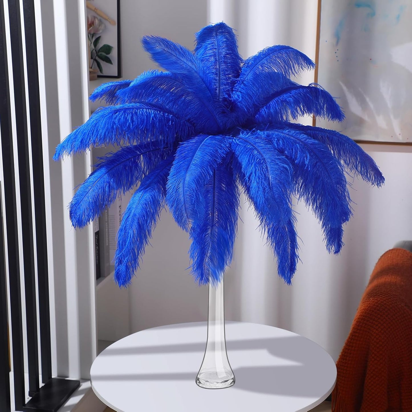 Maitys 90 Pcs Large Natural Ostrich Feathers Bulk 14-16 Inch (35-40cm) 12-14 Inch (30-35cm) 10-12 Inch (25-30cm) Ostrich Feathers Plumes for Centerpieces Wedding(Royal Blue)