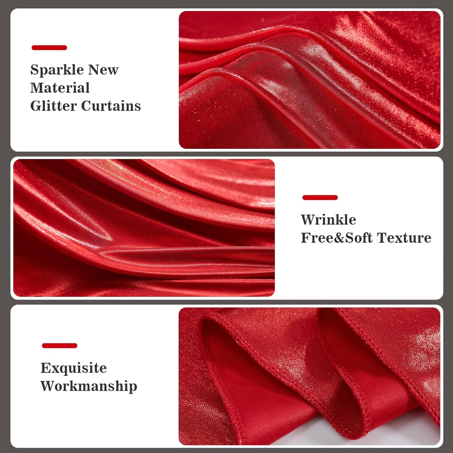 20x10ft Thick Red Glitter Backdrop Curtain Panels for Parties, Wrinkle Free Sequin Sparking Photo Backdrop Drapes, 4 Panels 5x10ft Shimmer Back Drop Cloth for Wedding Birthday Photography