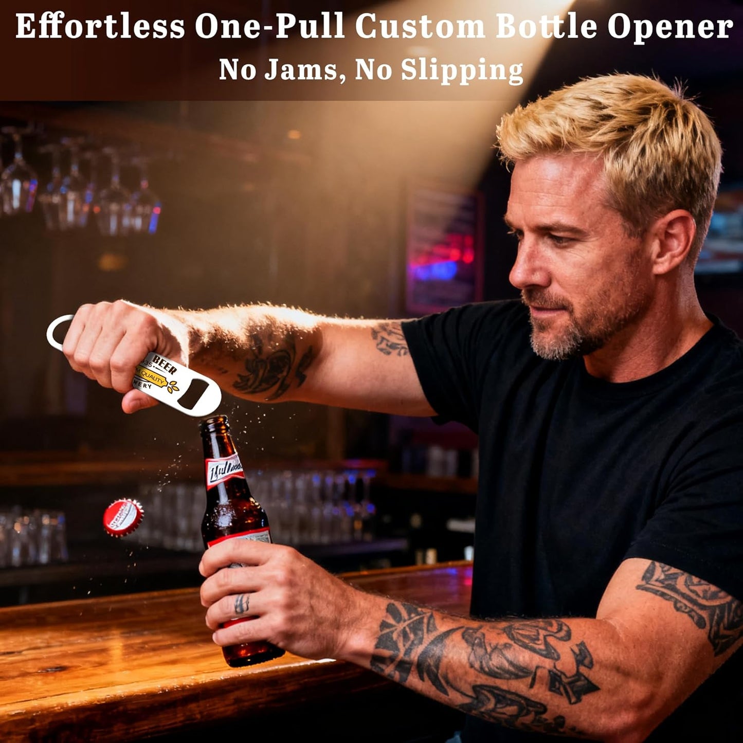 5-100 Custom Bottle Opener, Personalized Bottle Opener Stainless Steel with Customized Photo/Text in Full Color Printing, Colorful Beer Opener for Bar, Restaurant, Party, Wedding Favors (TWO PHOTO)