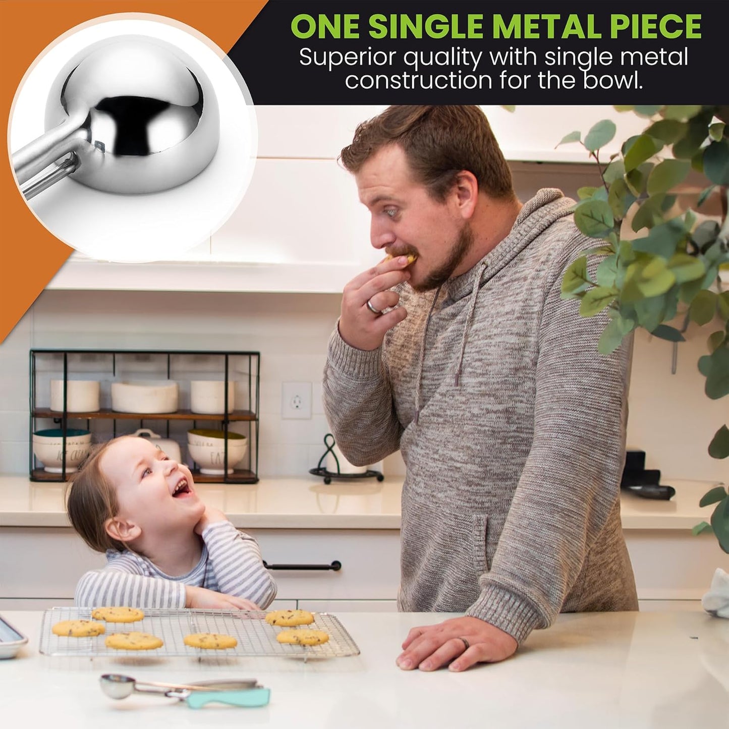 Spring Chef Large #20 Stainless Steel Cookie Scoop for Baking - Melon Baller - Multifunctional 2.93 Tbsp Cookie Scooper with Trigger Release for Ice Cream, Meatball, Cupcake, Muffin - Mint