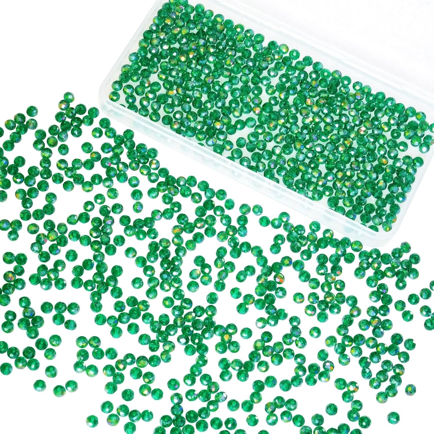 1200Pcs 4mm Crystal Glass Beads for Jewelry Making Beads for Bracelets Necklace Pendants Making Supplies(Malachite Green)