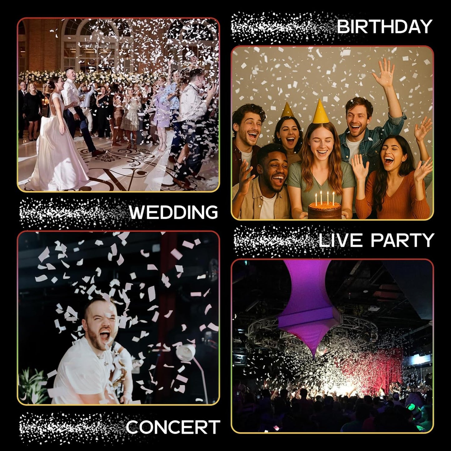 White Biodegradable Confetti - Rectangular Fluttering Tissue Paper Confetii for Cannon and Launcher use – Best for Mother’s Day, Wedding, Parties and Live Events - 1 lb, 16 oz