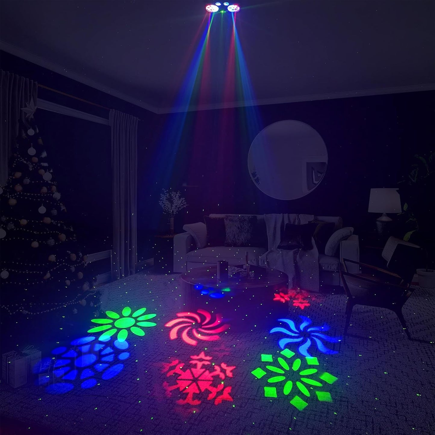 LED Patterns Stage Ligths, Party Lights Dj Disco Lights with Remote & DMX Controlled, Sound Activated Strobe Patterns for Party or Event, Game Dances, Karaoke Light (8.7"x6.3"x7.5")