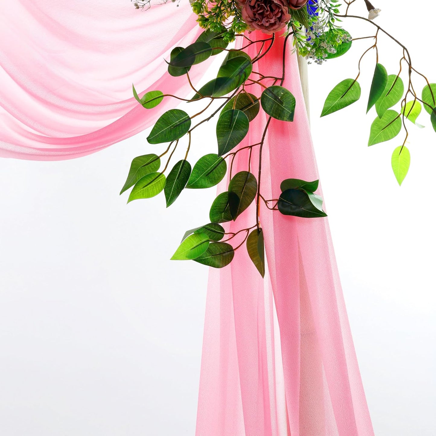 VDS Pack of 1 Panel (30 Inch X 20 Feet) Wedding Arch Draping Fabric Sheer Chiffon Fabric Drapery for Wedding Ceremony Reception Swag Backdrop Canopy Chuppah ARBO Altars Decoration (Coral)