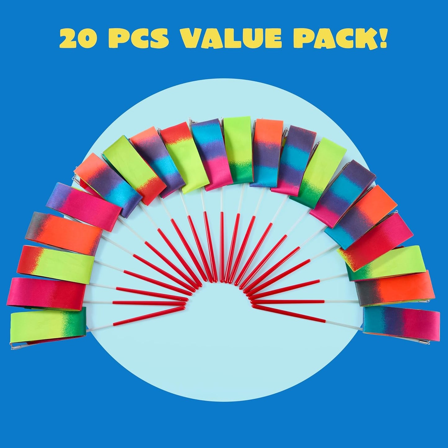 JOYIN 20 Pcs Ribbon Dancing Wands Party Favors Set, Dance Ribbon Gymnastics Ribbon Wand, Princess Birthday Party Favors for Kids, Carnival Prizes, Goody Bag Stuffers