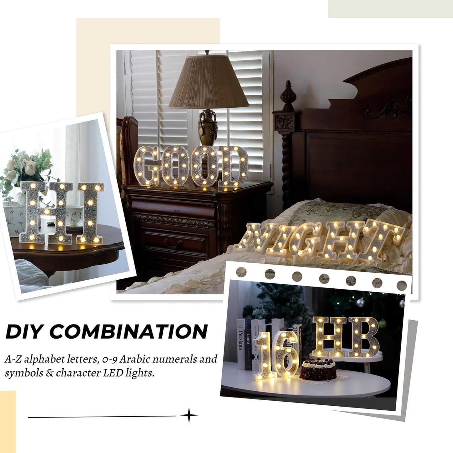 Marquee Light Up Letters, Glitter Silver LED Letter Lights Battery Powered Alphabet Letter Sign for Night Light Wedding Birthday Party Cafe Bar Decoration Girls Room Decor - Number 0