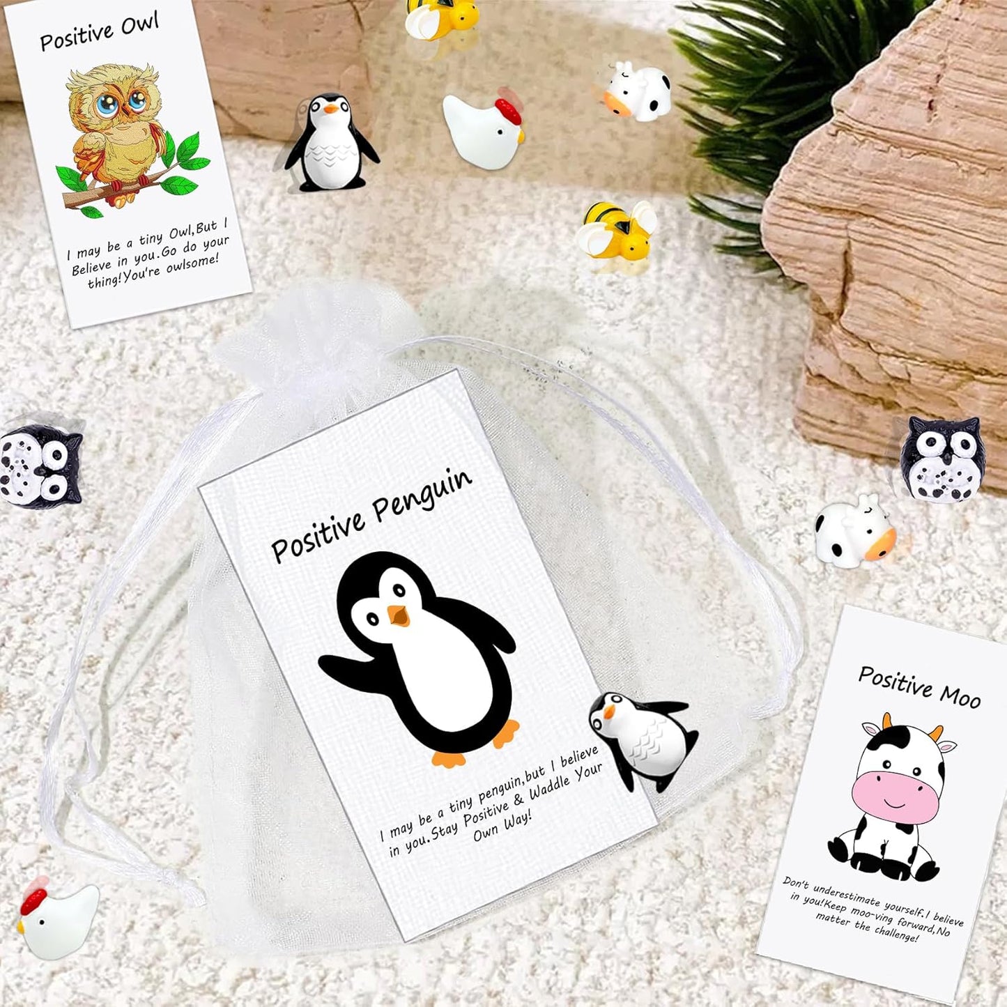 100 Set Employee Appreciation Gifts Bulk for Thank You Staff Back to School Student Teacher Office Coworker Nurse Pocket Gifts Animal Pun Inspirational Note Cards Penguin Rooster Bee Owl Cow Favors