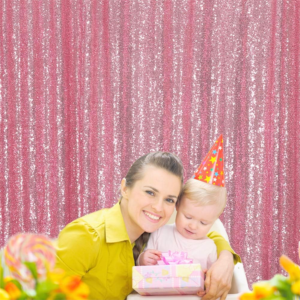 Eternal Beauty Fuchsia Pink Sequin Backdrop, 10x10 Ft Glitter Background Curtains for Shimmer Photography Party Wedding Birthday Back Drop Decor