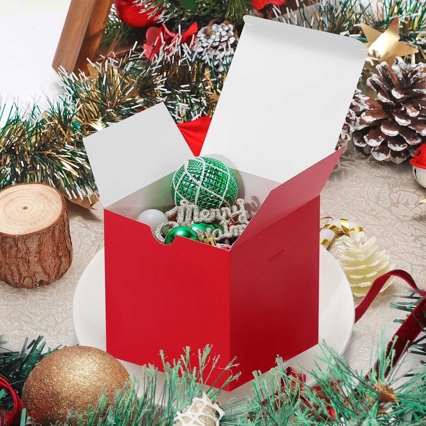 DOYIDE Small Gift Boxes, 20 Pack 5x5x5 Inch Red Elegant Paper Boxes with Ribbons, Crafting, Christmas Gift Box Wedding Party Favor, Cupcake, Candy, Bridesmaids Proposal Box