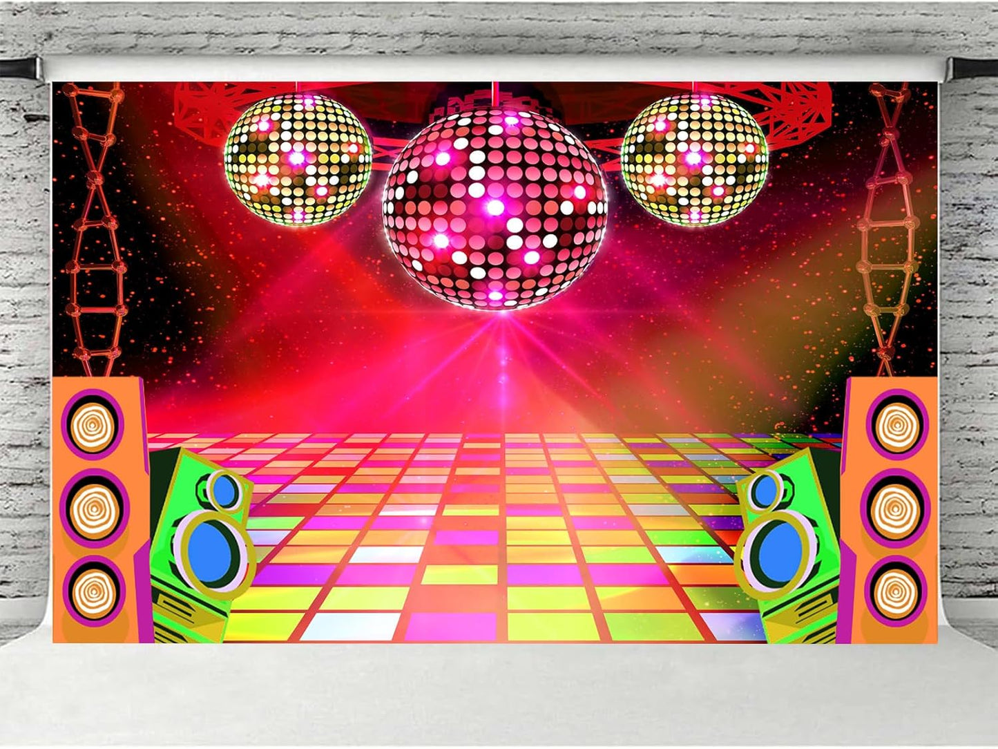 Dance Party Backdrop Retro 80s 90s Theme Stage Dance Ball Music Birthday Party Decoration DJ Photography Background 6 x 4 ft for Baby Shower Picture Photo Shoot Polyester Fabric, Blue