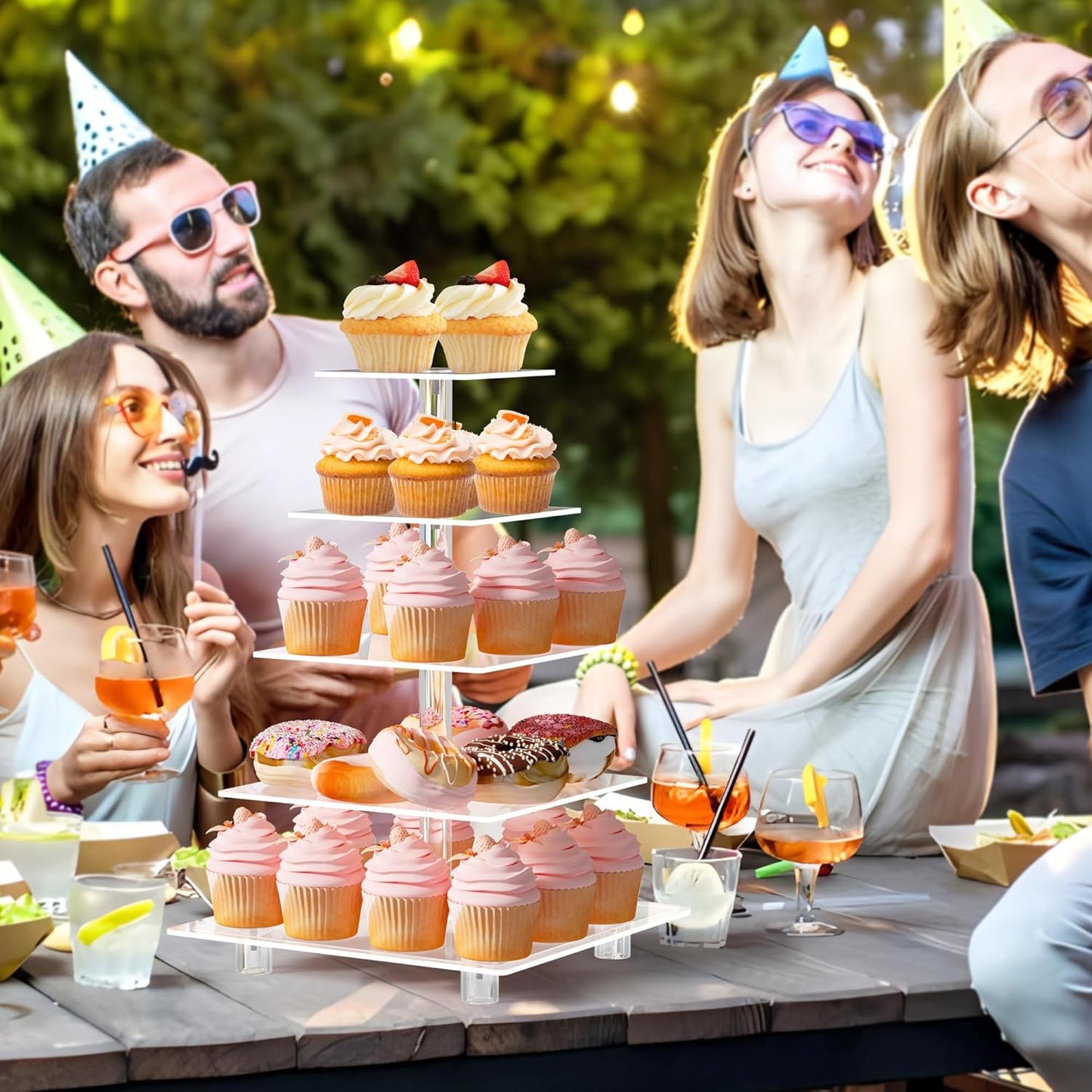 Cupcake Stand for 50 Cupcakes, 5 Tier Cupcake Holder, Large Clear Cupcake Tower, Acrylic Cupcake Stand, Cupcake Display Stand for Party, Wedding, Birthday, Baby Shower, Halloween