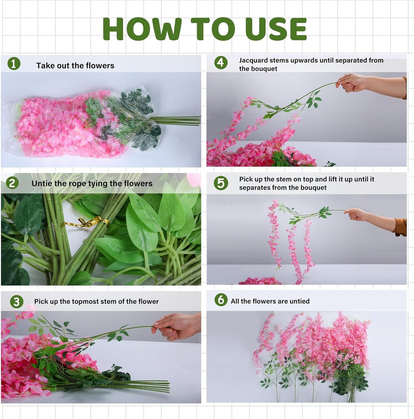 Wisteria Hanging Flowers,Fake Hanging Flowers,Wisteria artificiales Garland for Home Wedding Arch Floral Party Garden Ceremony Outdoor Decor,3.6 feet Long(12,Pink)