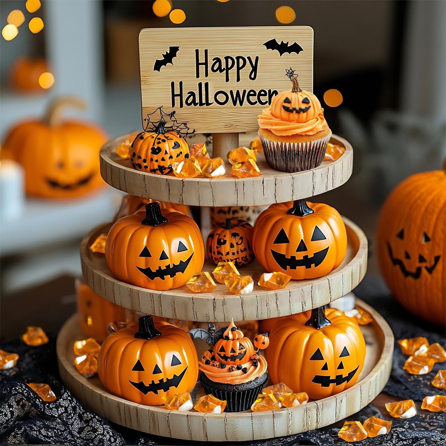 Babenest Acrylic Crushed Ice Rocks, 150 PCS Fake Crystals Plastic Ice Cubes Diamonds Gems for Vase Fillers, Home Decoration, Table Scatter, Event, Wedding, Arts & Crafts (Orange)