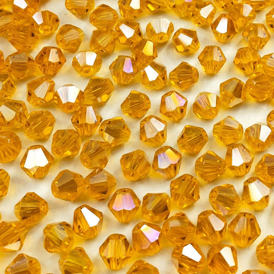 100pcs 8mm Bicone Crystal Glass Beads Loose Spacer Beads Faceted Craft Beads for Jewelry Making DIY Necklace Bracelet Earring Wind Chimes Suncatchers Ornamen(Light Orange AB)