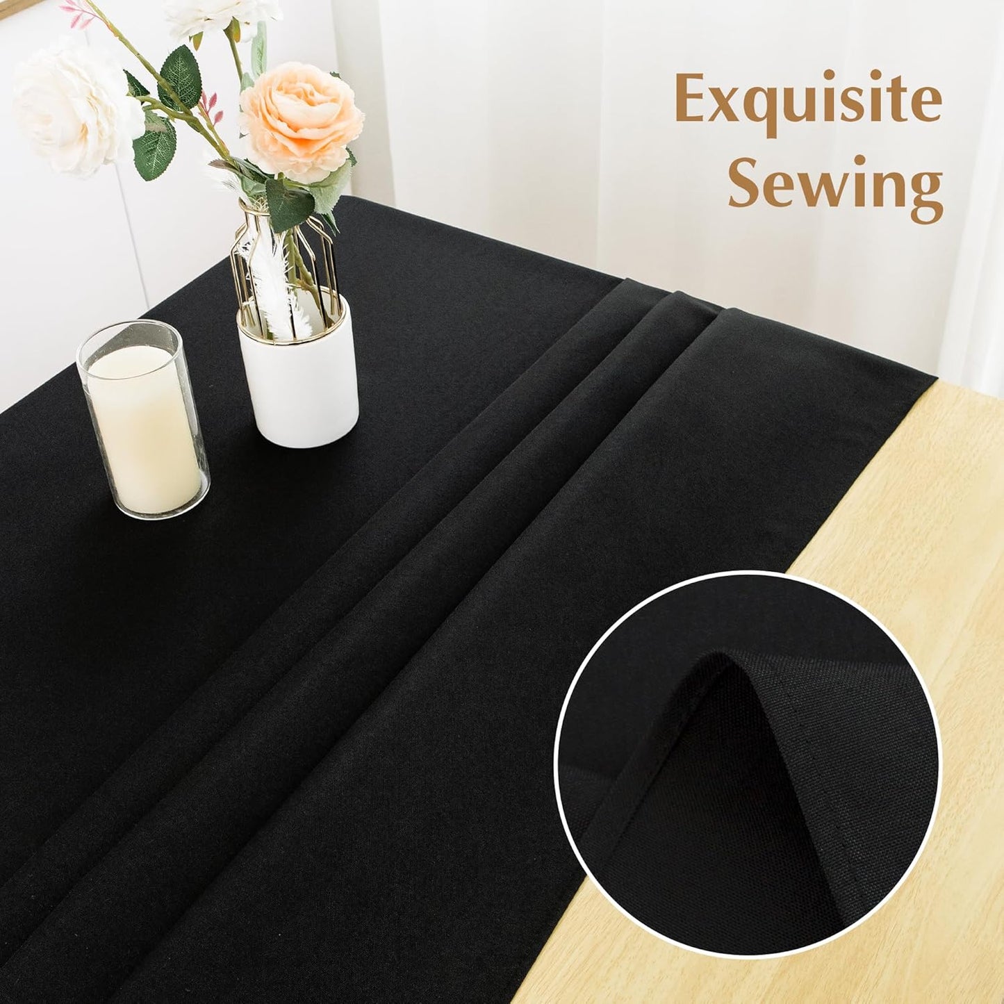 2 Pack Square Table Cloth 48X48 Inch Black Washable Fabric Tablecloth Polyester Solid Dining Table Cover for Birthday Party Dinner Holiday Outdoor Indoor
