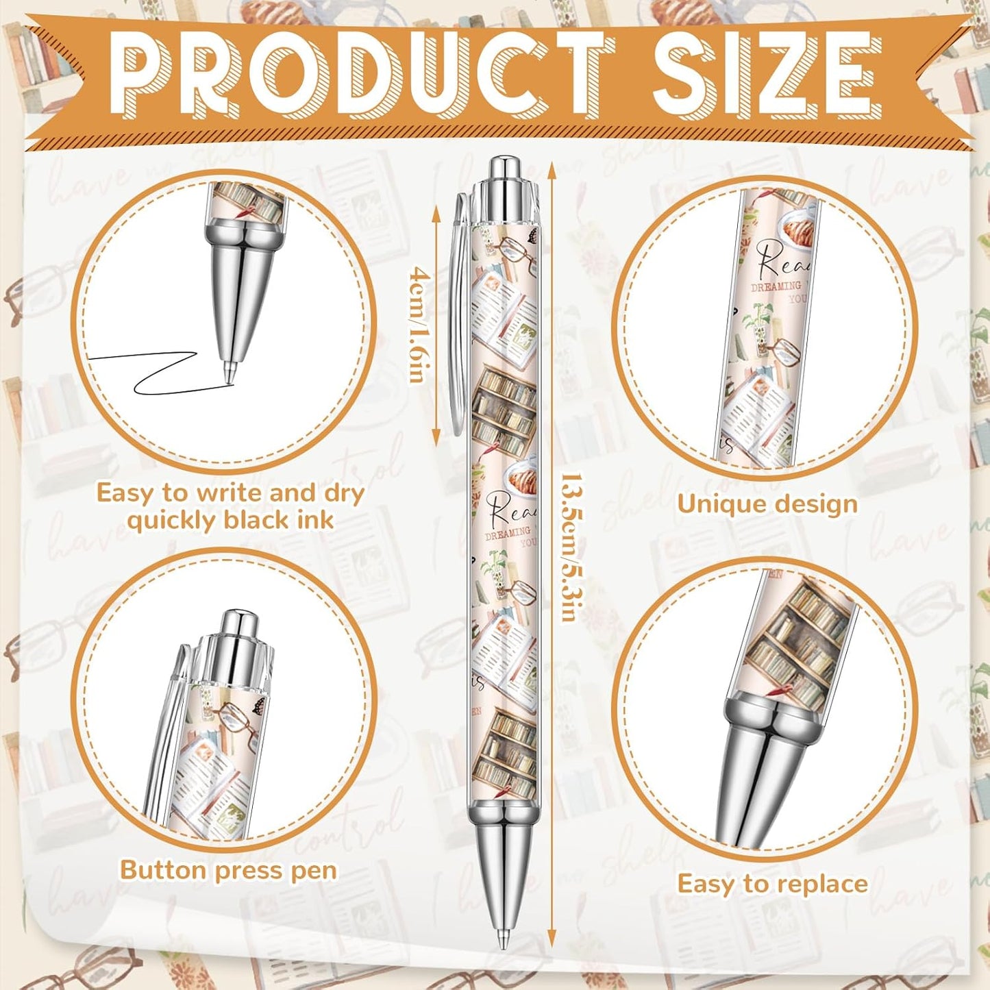 24 Pcs Book Lovers Pens Bulk Reading Theme Gifts Bookish Ballpoint Pens Reading Book Club Gifts Ideas for Women Readers Librarians Literary Lover Bookworms Appreciation Birthday Accessories