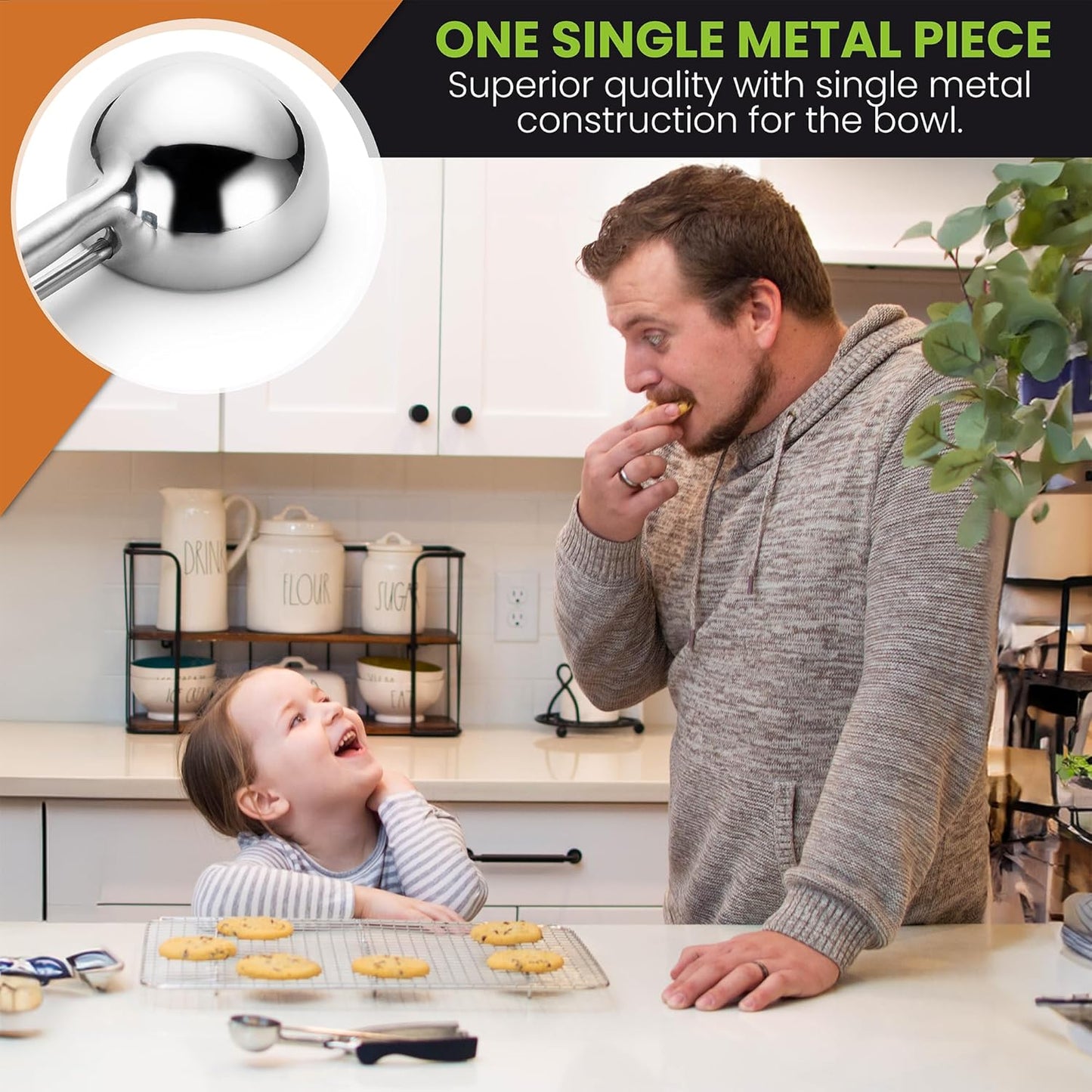 Spring Chef Medium #40 Stainless Steel Cookie Scoop for Baking - Multifunctional Cookie Dough Scoop with Trigger Release, 1.7 Tablespoon Food Scooper for Kitchen - Dishwasher Safe Melon Baller - Black