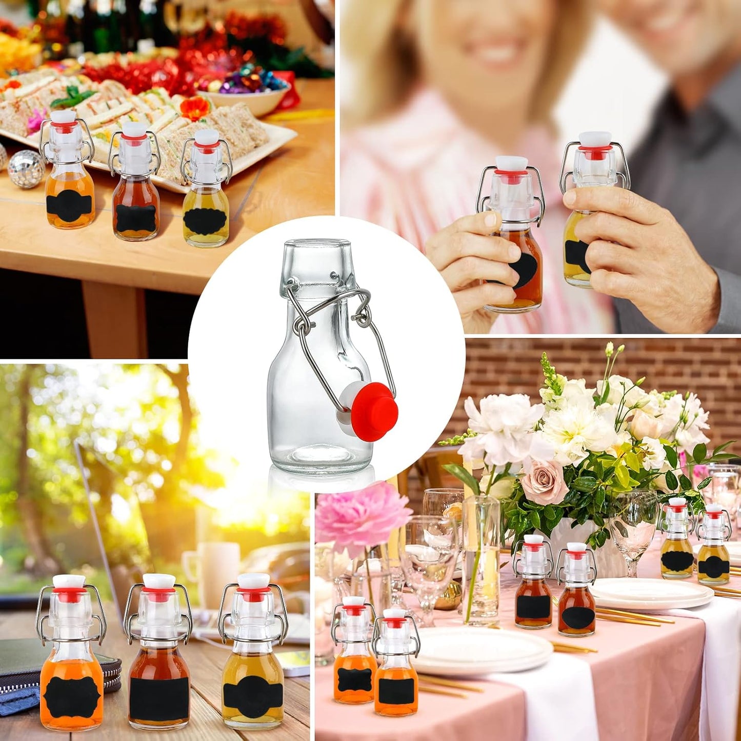 INFTYLE Swing Top Glass Bottles Set - 30 Mini Glass Bottles with Swing Top Lids for Homemade Drinks, Extracts, Candy, Crafts and Party Decor (30 Pcs-2oz)