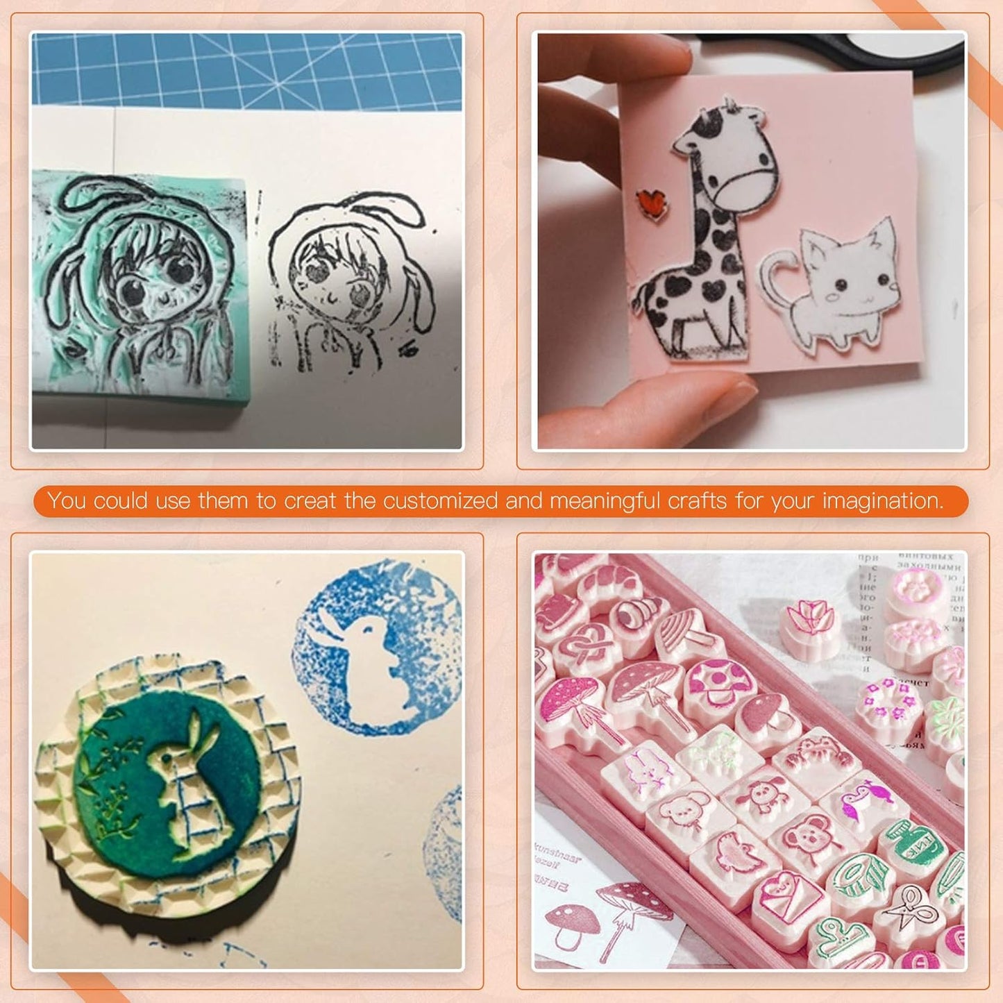 Rustark 22 Pcs Mixed Rubber Stamp Carving Blocks Set with Carving Knives and Whetstone, Carve Block Printing Carving Block Kit for Printmaking, Scrapbooking, Sculpting, Stamping